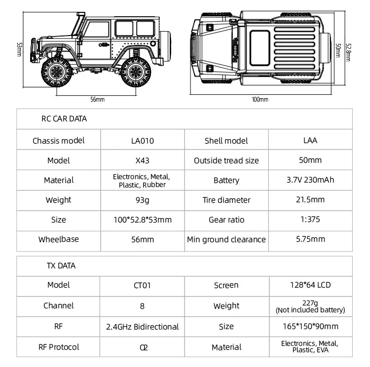 LDARC X43 Crawler RC car 1:43 simulatio full time 4WD Remote LDARC X43 Crawler RC car 1:43 simulatio full time 4WD Remote